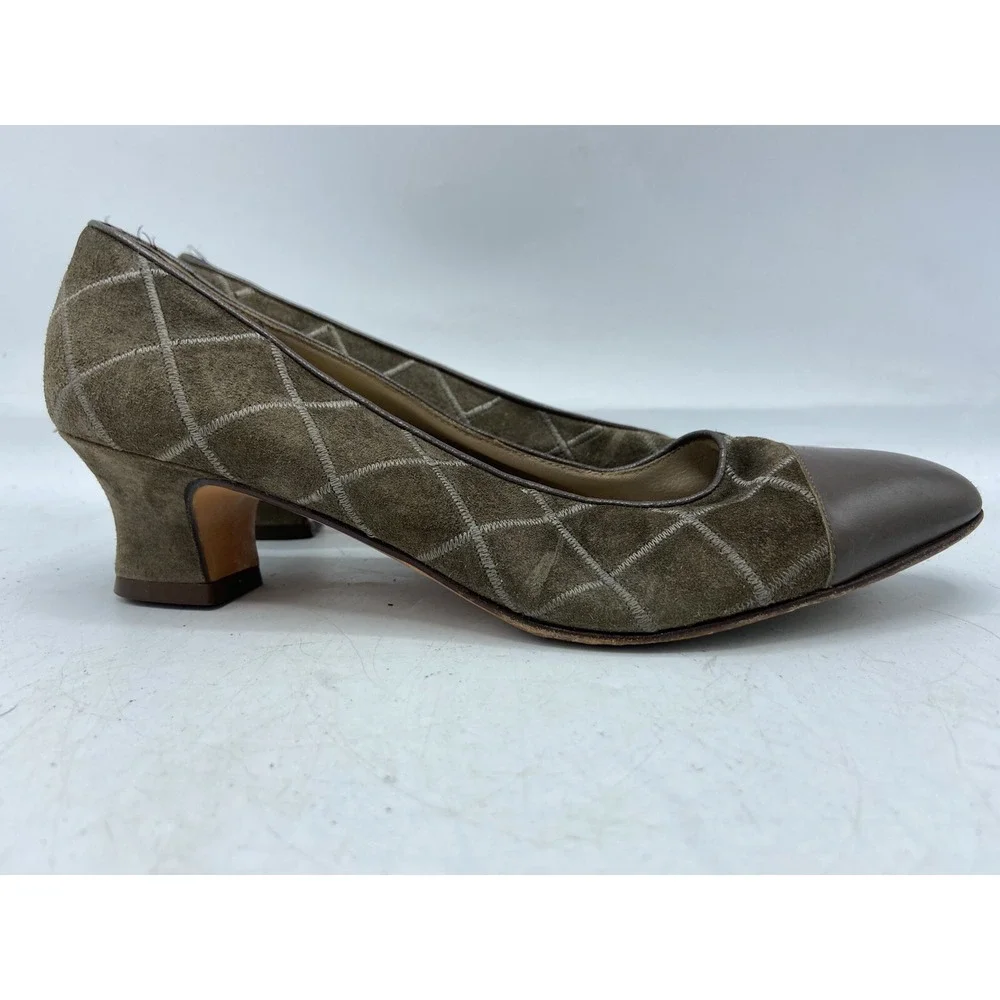 Vintage ferragamo heeled loafer‎ size 6 Brown Suede 37743